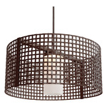 Tweed LED Drum Pendant - Flat Bronze / Frosted