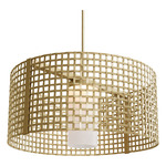 Tweed LED Drum Pendant - Gilded Brass / Frosted