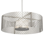 Tweed LED Drum Pendant - Beige Silver / Frosted