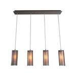 Downtown Mesh LED Linear Multi Light Pendant - Beige Silver / Frosted