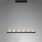 Carlyle Corona Linear Pendant - Matte Black / Light Art Glass