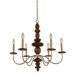 Lassen Chandelier - Champagne Gold / Natural Cut Wood