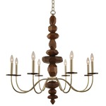 Lassen Chandelier - Champagne Gold / Natural Cut Wood