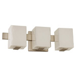 Catalina Bathroom Vanity Light - Satin Nickel / White Wave Glass