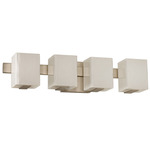 Catalina Bathroom Vanity Light - Satin Nickel / White Wave Glass