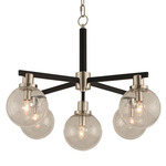 Cameo 5 Light Pendant - Matte Black / Polished Nickel / Clear