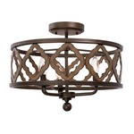 Whittaker Semi Flush Ceiling Light - Brownstone / Painted Weathered Wood