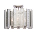 Palisade Semi Flush Ceiling Light - Tarnished Silver / Silver Mercury Glass