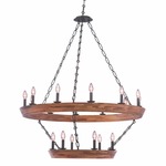 Lansdale Chandelier - Black Iron / Dark Wood