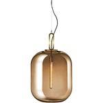 Max Large LED Pendant - Brushed Brass / Amber Glass