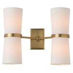 Inwood Double Wall Sconce - Antique Brass / Off White Linen