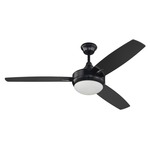 Targas Ceiling Fan with Light - Gloss Black / Opal