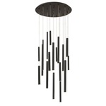 Santana Round Multi Light Pendant - Matte Black / Frosted