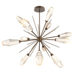 Aalto Starburst Chandelier - Flat Bronze / Optic Ribbed Amber