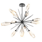 Aalto Starburst Chandelier - Matte Black / Optic Ribbed Amber