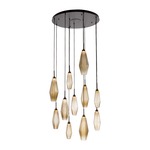 Aalto Round Multi Light Pendant - Matte Black / Optic Ribbed Bronze