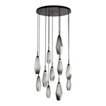 Aalto Round Multi Light Pendant - Matte Black / Optic Ribbed Smoke