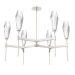 Aalto Round Belvedere Chandelier - Metallic Beige Silver / Optic Ribbed Clear