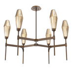 Aalto Round Belvedere Chandelier - Flat Bronze / Optic Ribbed Bronze