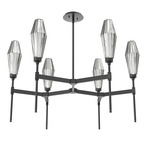 Aalto Round Belvedere Chandelier - Matte Black / Optic Ribbed Smoke