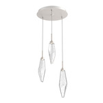 Rock Crystal Round Multi Light Pendant - Beige Silver / Chilled Clear