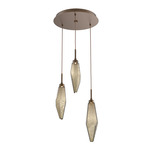 Rock Crystal Round Multi Light Pendant - Flat Bronze / Chilled Bronze