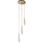 Rock Crystal Round Multi Light Pendant - Heritage Brass / Chilled Amber