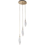 Rock Crystal Round Multi Light Pendant - Heritage Brass / Chilled Clear