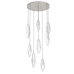 Rock Crystal Round Multi Light Pendant - Metallic Beige Silver / Chilled Clear