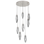 Rock Crystal Round Multi Light Pendant - Beige Silver / Chilled Smoke