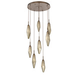 Rock Crystal Round Multi Light Pendant - Flat Bronze / Chilled Bronze