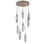 Rock Crystal Round Multi Light Pendant - Flat Bronze / Chilled Smoke