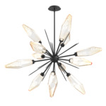 Rock Crystal Starburst Chandelier - Matte Black / Chilled Amber