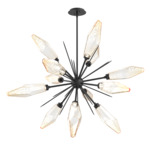 Rock Crystal Starburst Chandelier - Matte Black / Chilled Amber