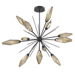 Rock Crystal Starburst Chandelier - Matte Black / Chilled Bronze