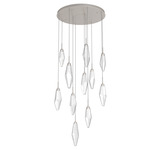 Rock Crystal Round Multi Light Pendant - Beige Silver / Chilled Clear