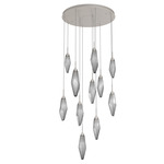 Rock Crystal Round Multi Light Pendant - Metallic Beige Silver / Chilled Smoke