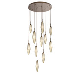 Rock Crystal Round Multi Light Pendant - Flat Bronze / Chilled Bronze