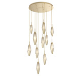 Rock Crystal Round Multi Light Pendant - Gilded Brass / Chilled Bronze