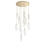 Rock Crystal Round Multi Light Pendant - Gilded Brass / Chilled Clear
