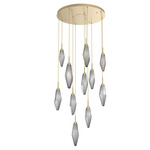 Rock Crystal Round Multi Light Pendant - Gilded Brass / Chilled Smoke