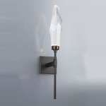 Rock Crystal Wall Sconce - Matte Black / Chilled Clear