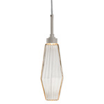 Aalto Single Pendant - Metallic Beige Silver / Optic Ribbed Amber