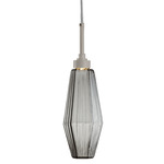 Aalto Single Pendant - Metallic Beige Silver / Optic Ribbed Smoke