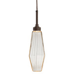 Aalto Pendant - Flat Bronze / Optic Ribbed Amber