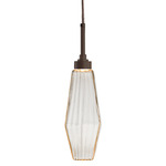 Aalto Single Pendant - Flat Bronze / Optic Ribbed Amber