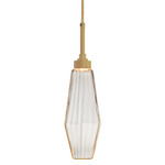 Aalto Single Pendant - Gilded Brass / Optic Ribbed Amber