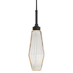 Aalto Single Pendant - Matte Black / Optic Ribbed Amber