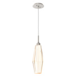 Aalto Single Pendant - Metallic Beige Silver / Optic Ribbed Amber