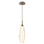 Aalto Pendant - Flat Bronze / Optic Ribbed Amber